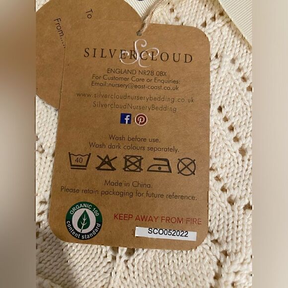 Silvercloud Organic Cotton Shawl Nursery Bedding NWT 27 1/2 x 35 inches - Picture 4 of 4